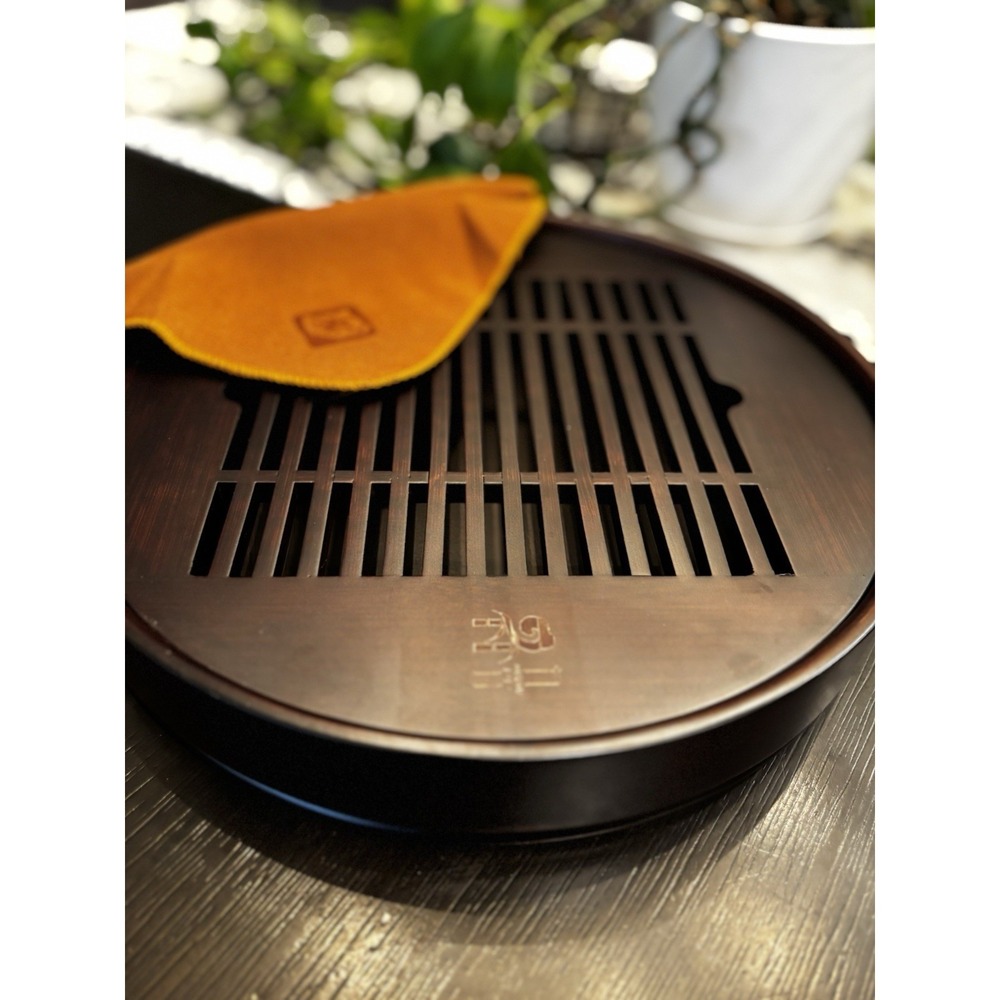 Simple Natural Bamboo Kung Fu Gongfu Tea Tray Serving‎ Table Coffee Plate 12" d